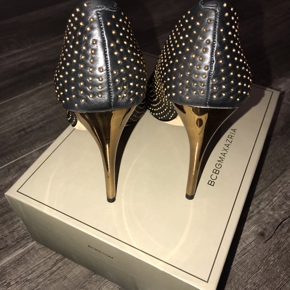 BCBGMAXAZRIA Studded Stilettos Black/Gold Size 8.5 - Picture 4 of 4